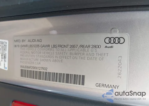 2019 Audi A6 45 Premium z USA, uszkodzony, nr VIN WAUD8AF25KN127502